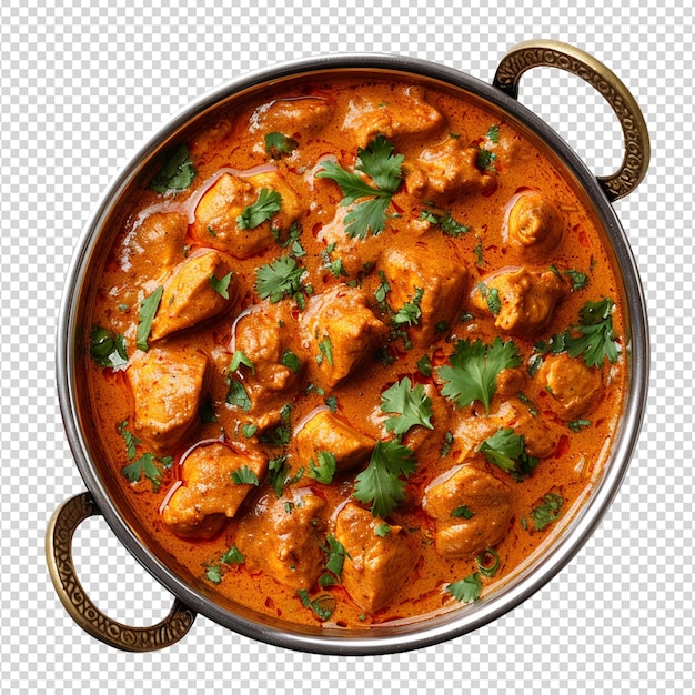 Karahi de poulet isolé sur fond blanc