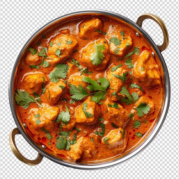 Karahi de poulet isolé sur fond blanc