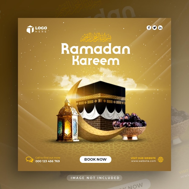 PSD kareem festival islâmico comida ramadanmídia social post design template