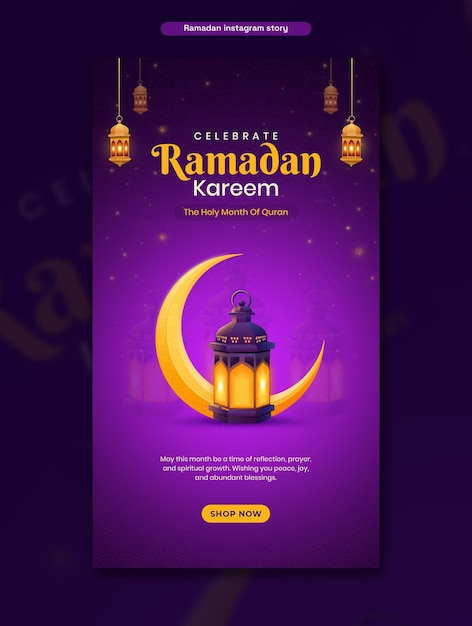 Kareem ramadan traditionelles islamisches fest instagram story design vorlage