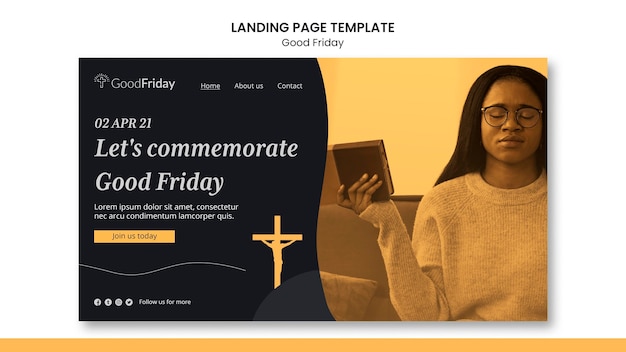 PSD karfreitag landingpage vorlage mit foto