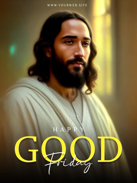 PSD karfreitag-poster mit jesus christus-hintergrund