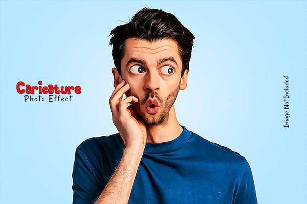 Karikatur-Cartoon-Fotoeffekt-Mockup-Vorlage