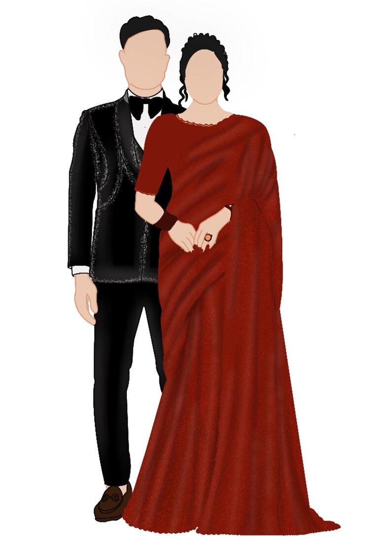 PSD karikaturen von hochzeitspaar
