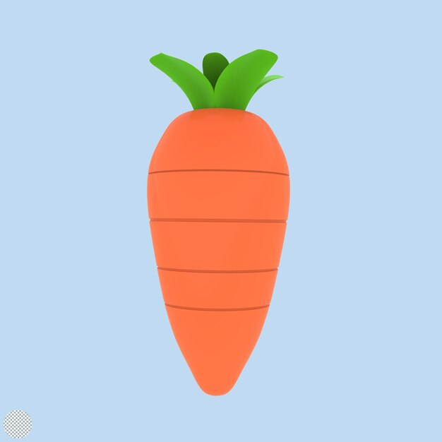 Karottengemüse mit grünem blatt 3d-rendering