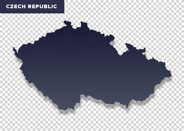 PSD karte der tschechischen republik in schwarzer farbe auf durchsichtigem hintergrund