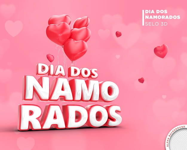 Karte valentinstag in brasilien 3d rendering template design