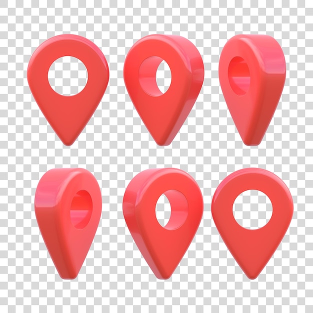 Karte Zeiger-Symbol GPS-Lokationssymbol Zeiger roter Stiftmarkierung für Reisestandort 3D-Rendering-Illustration