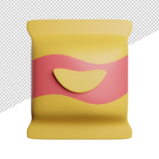 Kartoffelchips Snack Vorderansicht 3D-Rendering-Symbol Illustration auf transparentem Hintergrund