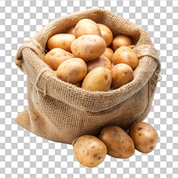 Kartoffeln in einem auf durchsichtigem Hintergrund isolierten Beutel