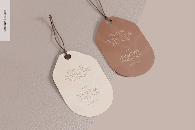 Karton-Kleidung Tags Mockup Hochwinkelansicht