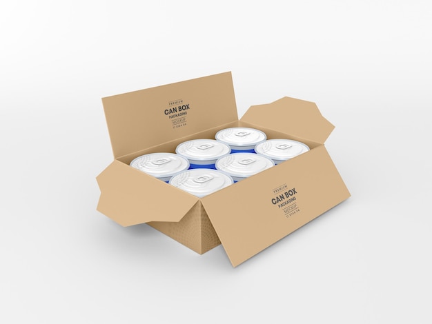 Kartonlieferung Food Box und Food Can Packaging Mockup