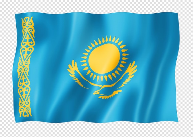 Kasachstan-Flagge lokalisiert auf Weiß