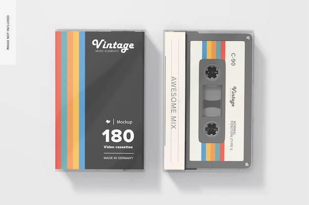 PSD kassette mit box mockup draufsicht
