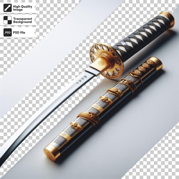 PSD katana samurai psd en fondo transparente con capa de máscara editable