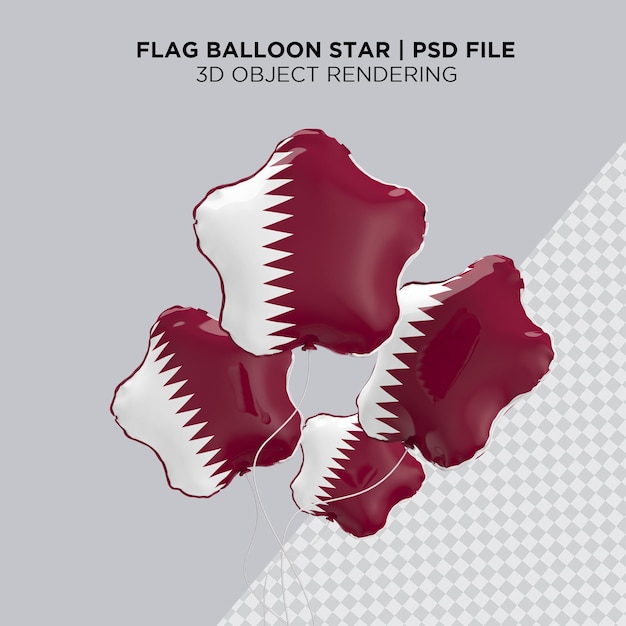 PSD katar-flagge 3d-ballon vier schwebende katar-flagge realistische folienwiedergabe