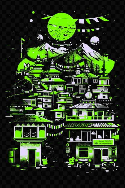 PSD kathmandus thamel com trekker street scene gear shops praye psd vector t-shirt tatuagem tinta scape art