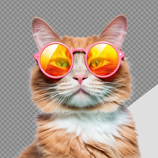 Katze mit cooler sommerbrille png isoliert auf durchsichtigem hintergrund