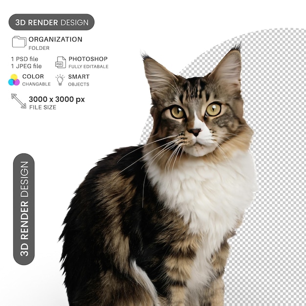 Katze sitzt und beobachtet PSD