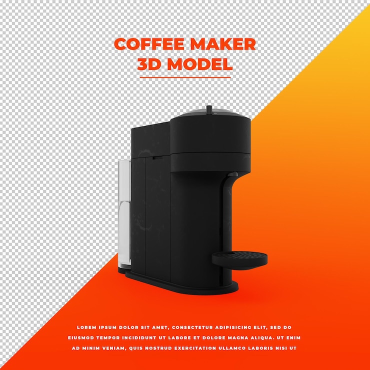 PSD kávovar, izolovaný 3d model