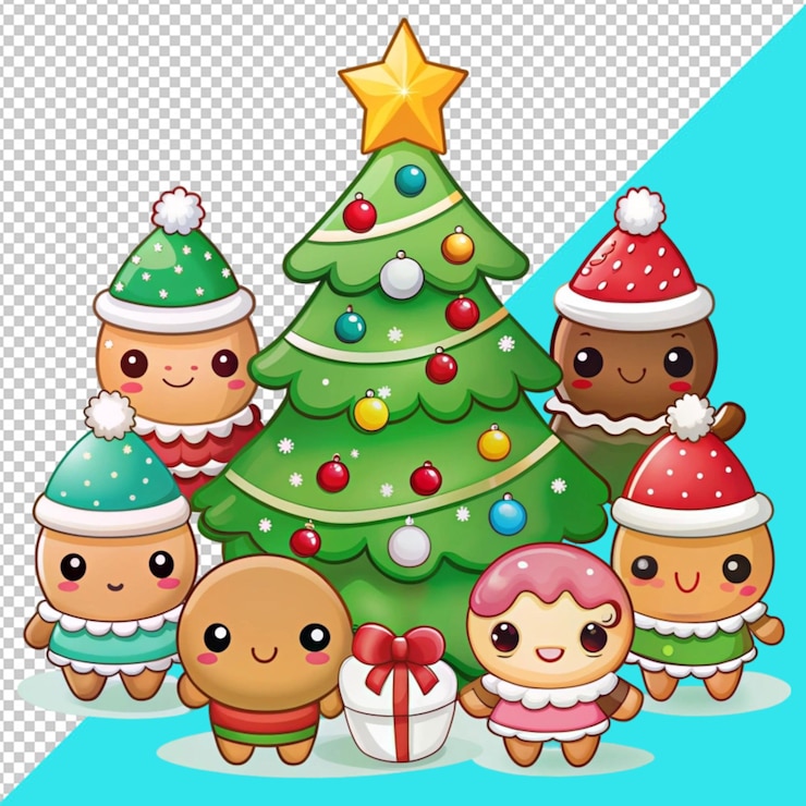 PSD kawaii día de navidad en un fondo transparente