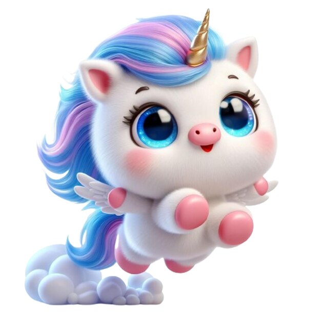 PSD kawaii, el simpático unicornio en 3d.