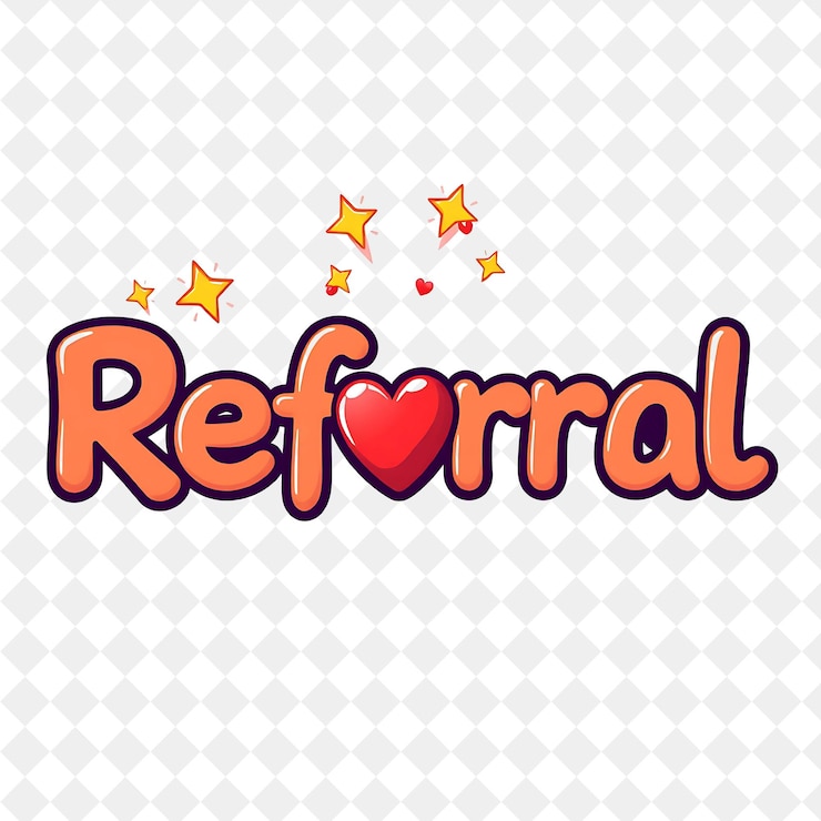 PSD kawaii text referral adornato con stelle luccicanti e cuore incollato nel testo il testo è in grassetto e bi