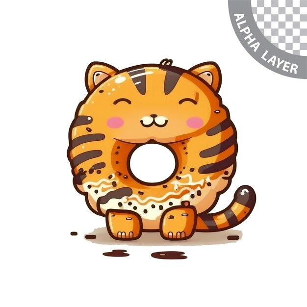 PSD kawaii tiger donut