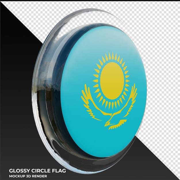 Kazakhstan0003 Drapeau De Cercle Brillant Texturé 3d Réaliste