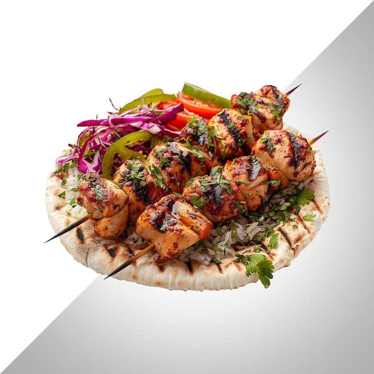 PSD kebab de pollo con parrilla aislado en un fondo transparente