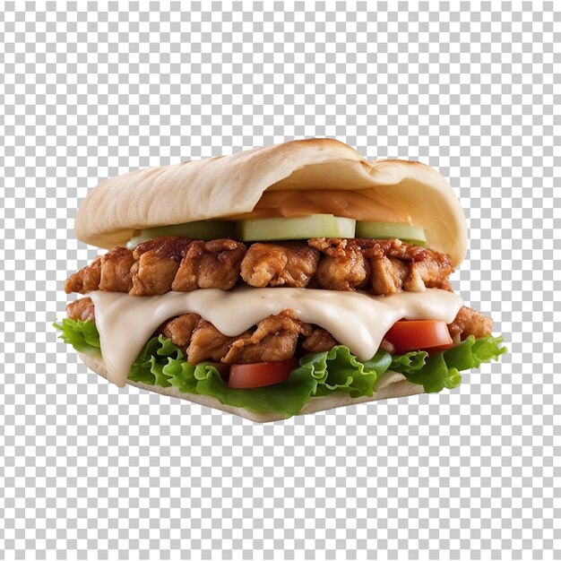 PSD kebab shawarma rindfleischverpackung durchsichtiger hintergrund ki generiert