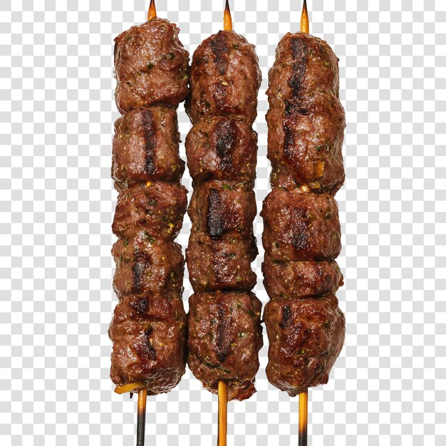 Kebabs Skewers aislados en un fondo transparente