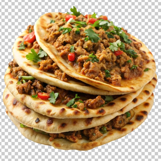 PSD keema naan recheado de carne picada com fundo transparente