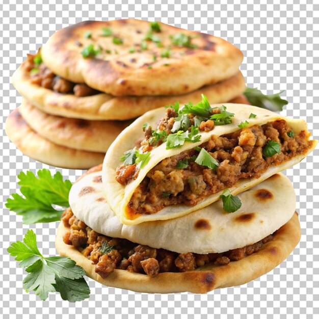 PSD keema naan relleno con carne picada con fondo transparente