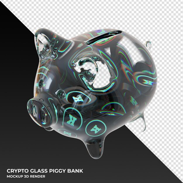 Keep Network KEEP hucha de vidrio con cripto monedas ilustración 3d