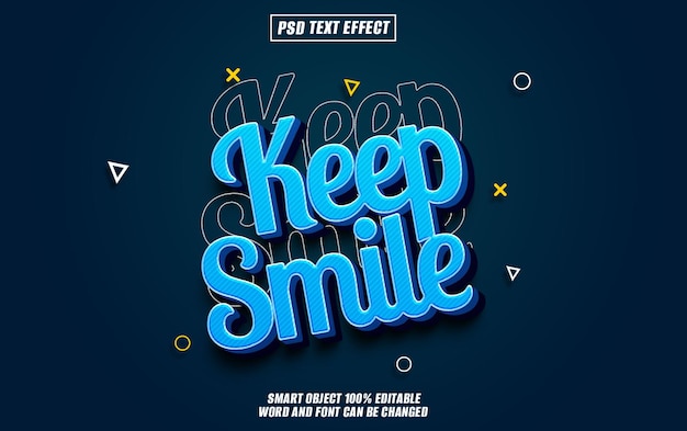 keep smile text effect font editable typography 3d text