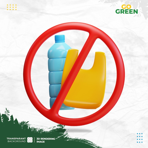 PSD kein plastik 3d grüne ökologie-symbol saubere energie umwelt alternative erneuerbare energie