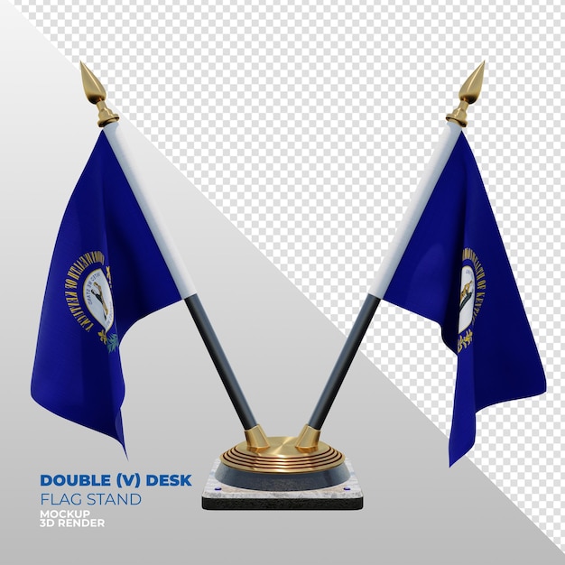 Kentucky réaliste 3d texturé double support de drapeau de bureau pour la composition