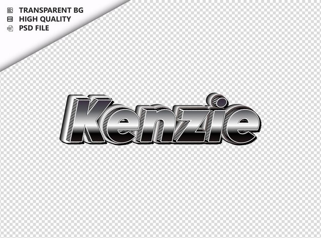 PSD kenzie tipografía texto plateado negro psd transparente