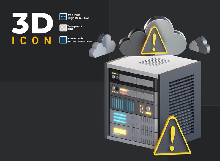 PSD kesalahan server komputer 3d