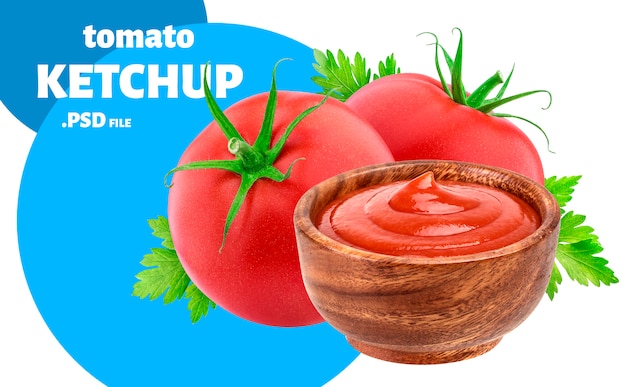 Ketchup dans un bol, concept d'emballage de sauce tomate