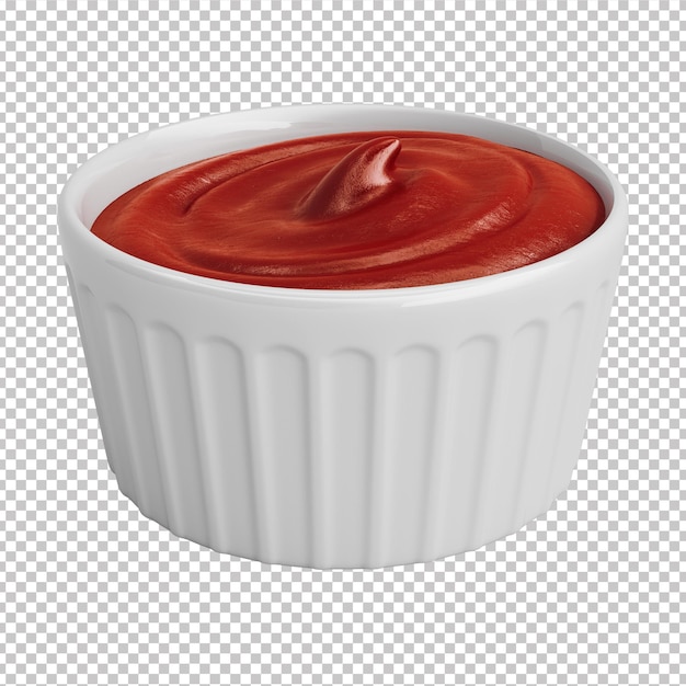 Ketchupsauce im Geschirrglas mit transparentem Hintergrund 3d