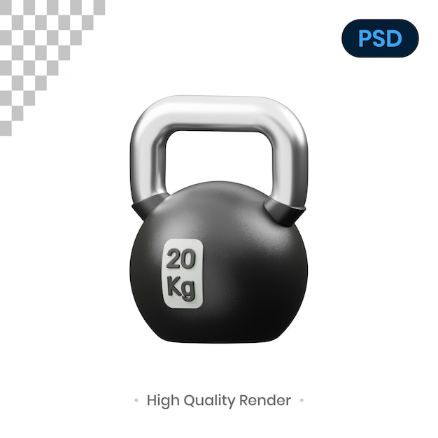 Kettlebell 3d render illustration premium psd