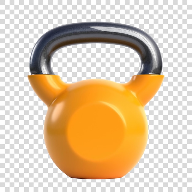 PSD kettlebell amarelo sobre fundo branco pesos pesados equipamentos de ginástica e fitness renderização 3d