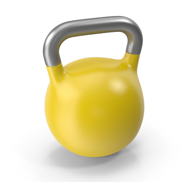 Kettlebell amarillo para el ejercicio y el entrenamiento de fuerza