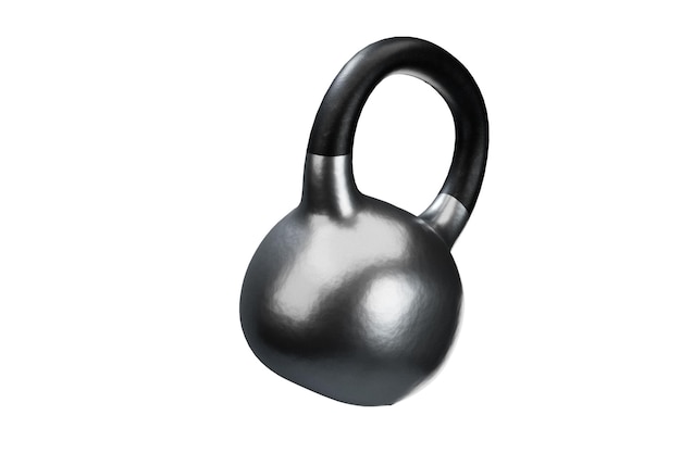 Kettlebell argenté avec poignée noire