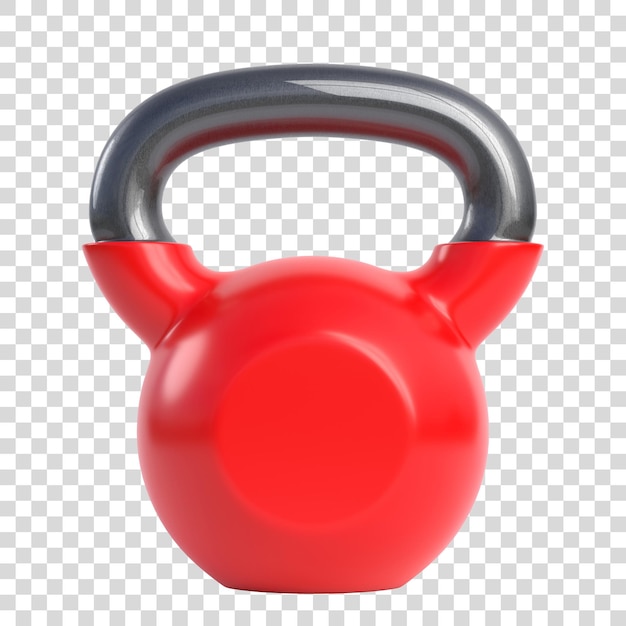 PSD kettlebell rojo aislado en fondo blanco entrenamiento deportivo de acondicionamiento físico y concepto de levantamiento equipo de gimnasio