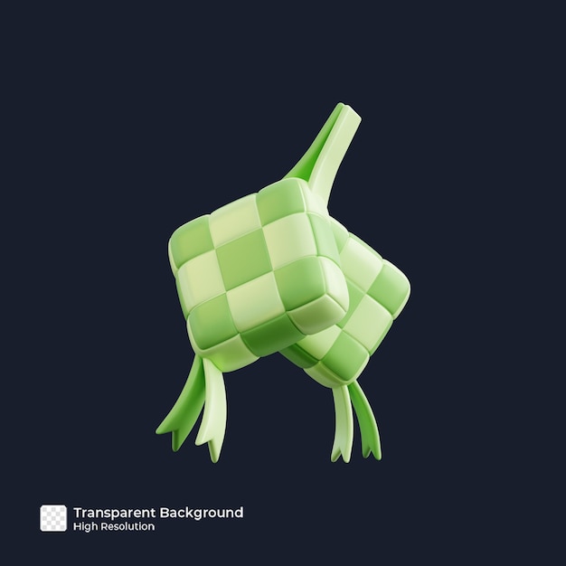 Ketupat 3d-renderillustration isolierte premium-psd