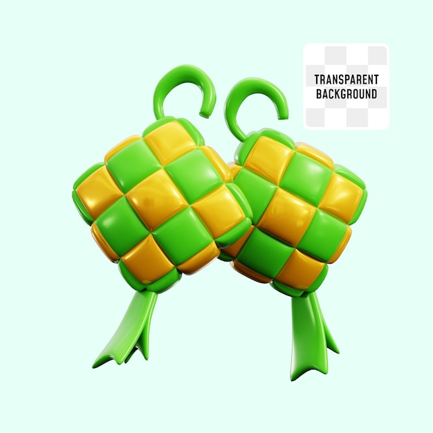 PSD ketupat lebaran für den glücklichen eid fitr islamischen heiligen monat 3d-icon illustration render design