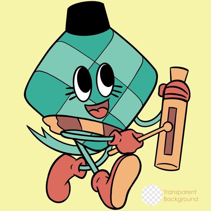 PSD ketupat mascot character trendy illustration style